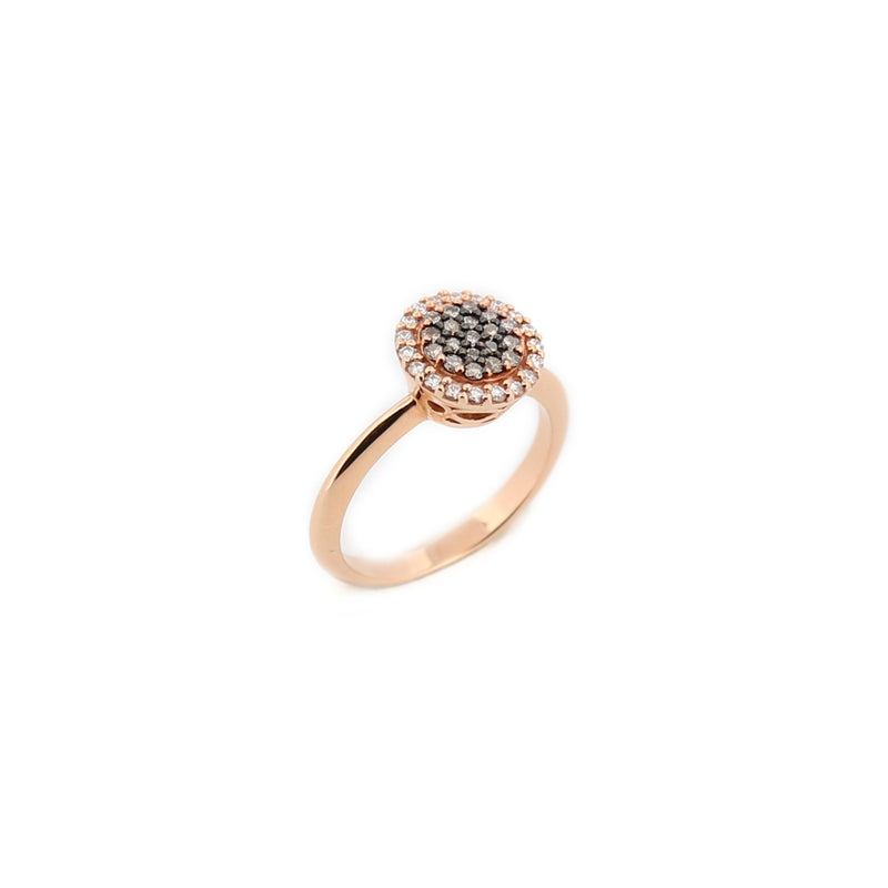 Rose gold ring with diamonds.