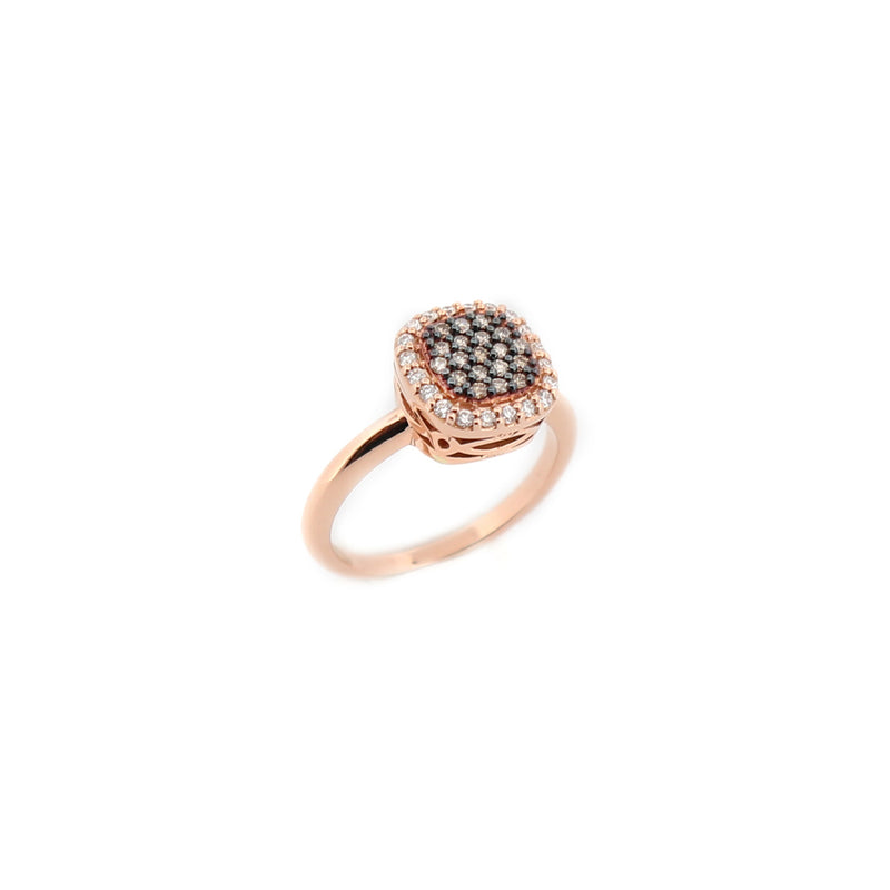 Rose gold ring with diamonds.